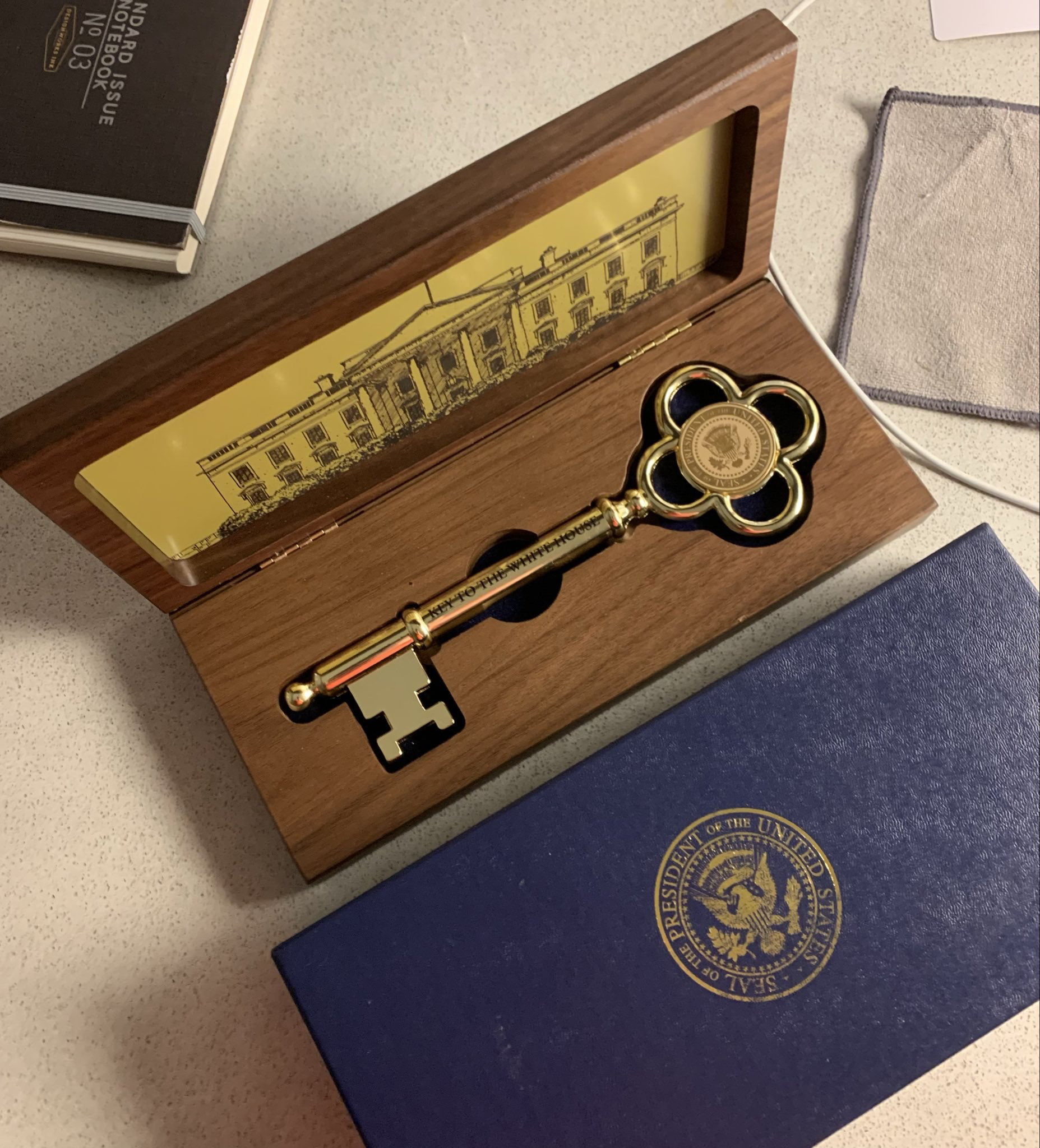 Key to the White House presented by President Trump